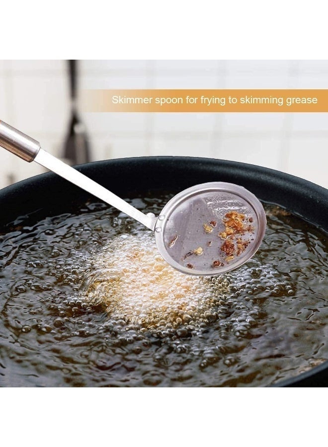 Arabest Fat Skimmer Spoon Stainless Steel Mesh Food Strainer, Hot Pot Large Stainless Steel Fine Mesh Strainer with Long Handle for Oil Filter Skimming Grease, Foam and Gravy - Image 4